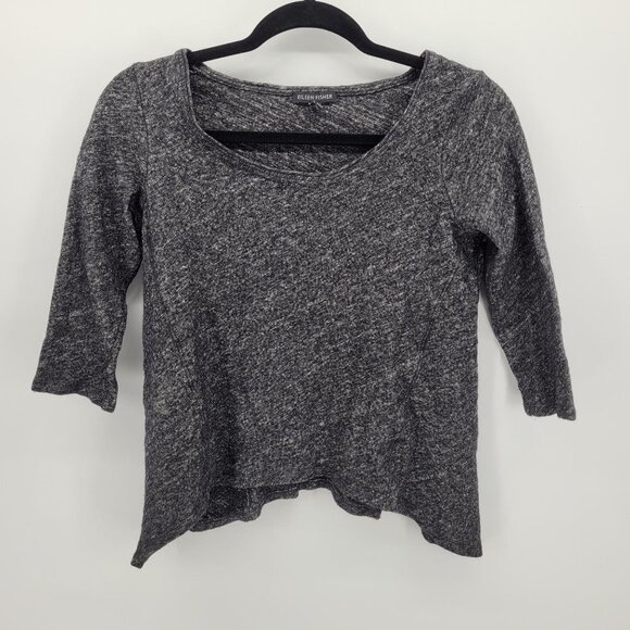 Eileen fisher Womens gray medium sweater wool shark bites hem - Picture 8 of 8